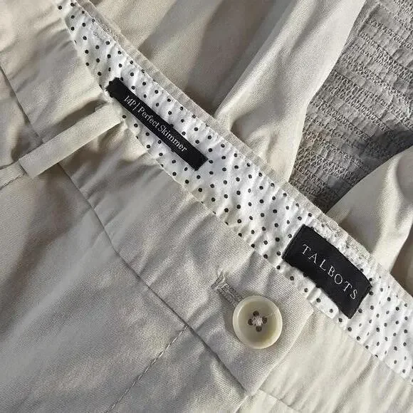 Talbots Beige Capri Pants with Button Detail Size 14P - Picture 2 of 9